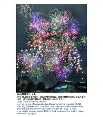 a poster for a fireworks show in japan at QH101, Newly renovated hotel, direct access to Ueno, Asakusa, Disneyland, Airport, in Tokyo