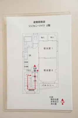 a drawing of a building with red lines on it at 2\u968e \u5c0f\u5ca9\u99c5\u5f92\u6b6915\u5206 \u53ce\u5bb94\u4eba \u6210\u7530\u7fbd\u7530\u304b\u3089\u30d0\u30b9\u76f4\u901a in Tokyo