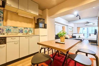a kitchen and dining room with a table and chairs at N2-3Shinjuku luxury house with EV Max6P 4min to Sta in Tokyo