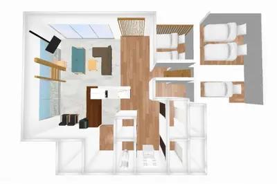 a floor plan of a room with furniture at Rakuna Inn \u548c Honjo-Azumabashi in Tokyo