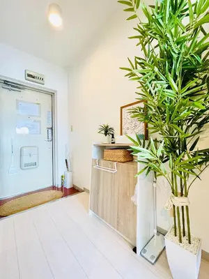a kitchen with potted plants and a refrigerator at Alo BnB 14 - Cats and Coffee - Near Shibuya ! Self check-in in Tokyo