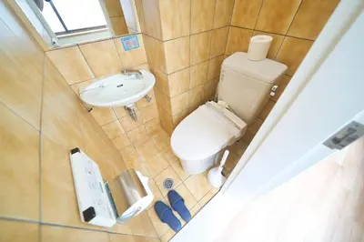 a small bathroom with a toilet and a sink at FINOA Penthouse Suite Ikebukuro Sunshine in Tokyo