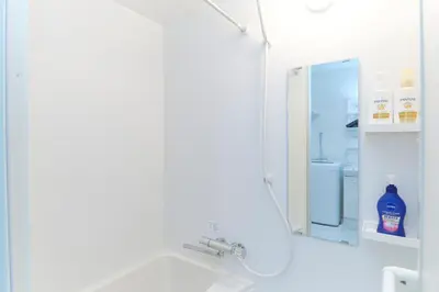 a bathroom with a sink and a mirror at Seacrest Nakanobu by Tranova in Tokyo