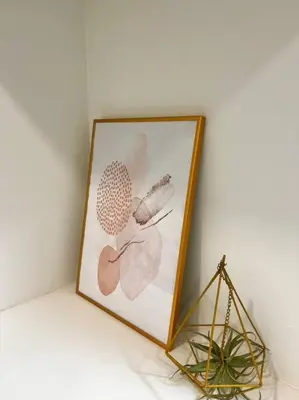 a picture of leaves and a plant on a wall at \u65b0\u4e951\u4e01\u76ee in Tokyo