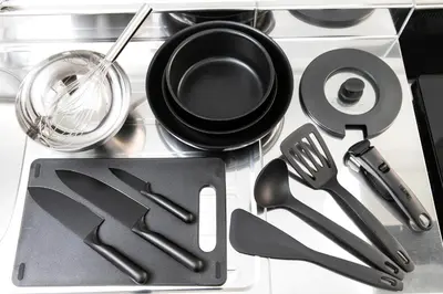 a bunch of utensils sitting on top of a counter at FIKA Shibuya Honmachi 301 in Tokyo