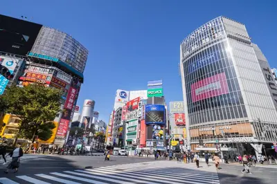 a crowd of people crossing a street in a busy city at The Geminis Ikebukuro301 in Tokyo