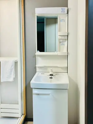 a bathroom with a white sink and a mirror at RED House｜12 minutes from the station｜Quiet area｜Direct access to Shinjuku & Akihabara in Tokyo