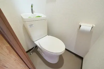 a bathroom with a toilet with a sink on top of it at Belmont 202 3min to Station Easy Access Ueno Asakusa Skytree Sleeps 5 in Tokyo