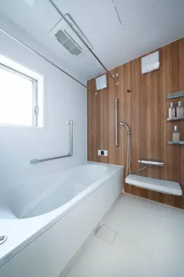 a bathroom with a tub and a sink and a window at NEW! Pufuka Oshiage \u3077\u3075\u304b\u62bc\u4e0a in Tokyo
