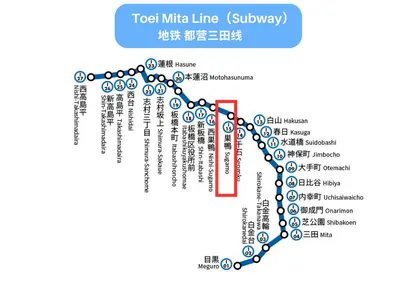 a map of a subway line in china at COMMA HOUSE Otsuka 101 in Tokyo