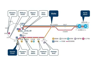 a map of the akoda subway system at unito \u9752\u7825 in Tokyo