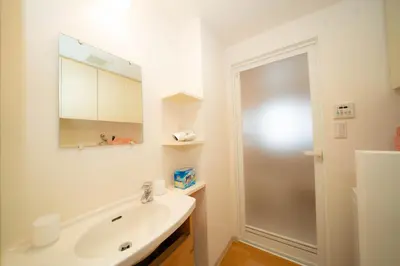 a bathroom with a sink and a mirror at \u677e\u304c\u8c37\u30a2\u30d1\u30fc\u30c8\u30e1\u30f3\u30c8301 in Tokyo