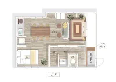 a floor plan of a small house with at House YOYOGI Park, Shibuya Area, 4 Minutes to Yoyogi Park, 4-Bedroom, Sleeps 8 in Tokyo