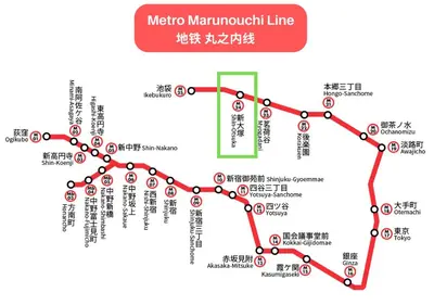 a map of the metro manphanatown line at COMMA HOUSE Otsuka 4-1 in Tokyo