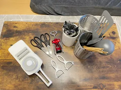 a table with a bunch of kitchen utensils on it at Comptoir Shinjuku 411 - Vacation STAY 17791 in Tokyo