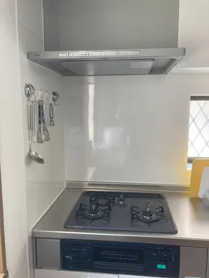 a kitchen with a stove top oven in a kitchen at scented tea - Vacation STAY 21610v in Tokyo