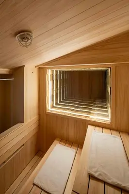 a small sauna with a window and two white mats at Sunny Heights 101 - Vacation STAY 27017v in Tokyo