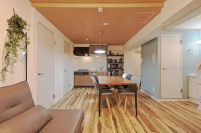 a kitchen and dining room with a table and chairs at V Close to Shinjuku Kabukicho Korean Town FrWIFI F in Tokyo