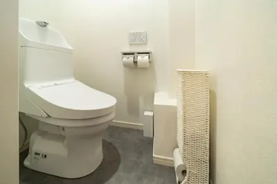 a bathroom with a white toilet in a room at 99, Higashi-tateishi A 2nd and 3rd floor apartment, \u6771\u7acb\u77f3A 2F,3F in Tokyo