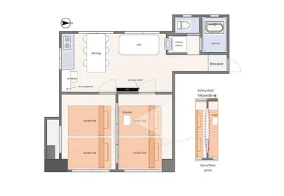 a room with a viewfloor plan at V Close to Shinjuku Kabukicho Korean Town FrWIFI H in Tokyo