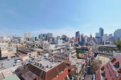 an aerial view of a city with tall buildings at V Close to Shinjuku Kabukicho Korean Town FrWIFI H in Tokyo