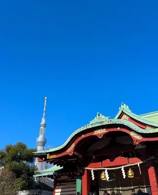 a pagoda with the eiffel tower in the background at Tokyo villa Ryogoku in Tokyo