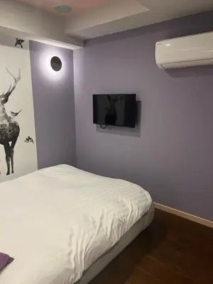 a bedroom with a bed and a tv on a wall at \u30db\u30c6\u30eb\u30b7\u30a7\u30cc\u30fcAdult Only in Tokyo