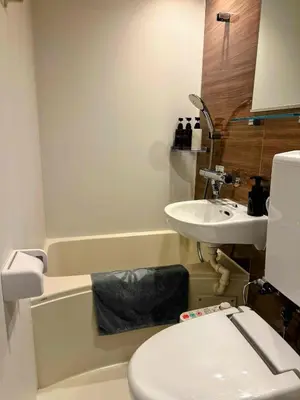 a bathroom with a toilet and a sink at COCOYO Hotel \u5927\u585a in Tokyo