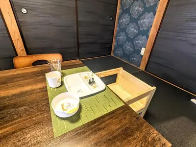 a table with a tray of food on top of it at 20min to Haneda airport Vista Ikegami in Tokyo