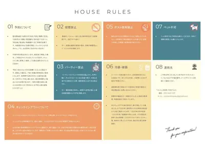 a graphic of a house rules process at \u30bb\u30f3\u30c8\u30ec\u6cb3\u7530\u753a in Tokyo
