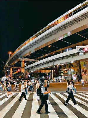 a group of people crossing a street in a crosswalk at Sangenjaya Modern Stay in Tokyo