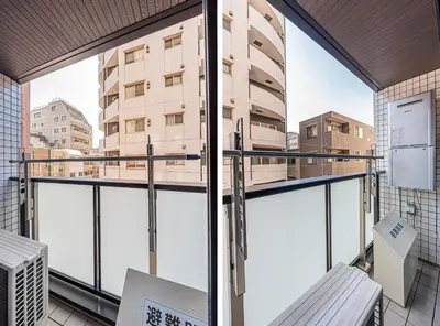 a view from the balcony of a building at Waseda BNB Shinjuku in Tokyo