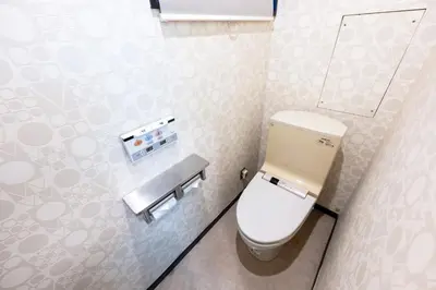 a small bathroom with a toilet and a mirror at Hotel Grand Fort - Vacation STAY 19307v in Tokyo