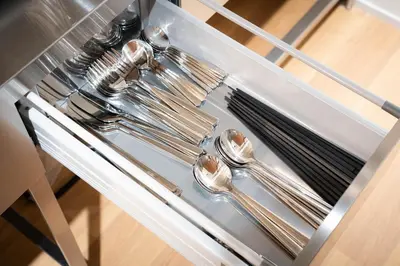 a group of silver utensils in a drawer at MANGA ART HOTEL, BAKUROCHO - Vacation STAY 14217v in Tokyo