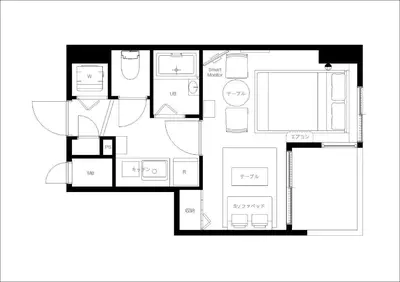 a black and white floor plan of a house at \u30ac\u30fc\u30e9\u30d7\u30ec\u30a4\u30b9\u9326\u7cf8\u753a in Tokyo