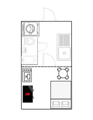 a floor plan of a small apartment with a living room at Urban Stage Okubo in Tokyo