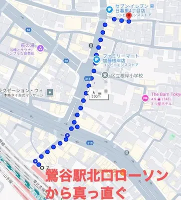 a map of a city with red and blue dots at incense\u4e0a\u91ce\u6839\u5cb82\uff26 in Tokyo