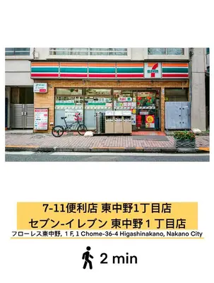 a store with writing on the front of it at Higashi-Nakano 103 train 2 stops to Shinjuku ,up to 3 people in Tokyo