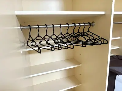 a closet organizer with black wire shelves at S,F, Heights - Vacation STAY 18008 in Tokyo