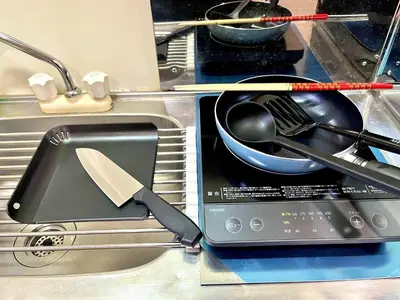 a knife and other kitchen utensils on a counter at S,F, Heights - Vacation STAY 18008 in Tokyo