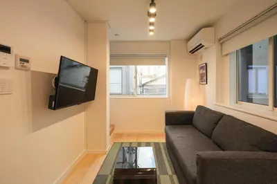 a living room with a couch and a tv at URBAN HOUSE HATAGAYA - Vacation STAY 52809v in Tokyo