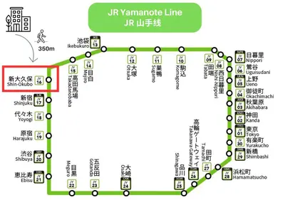 a map of the uk yamazaki line at COMMA HOUSE Shinjuku301 in Tokyo