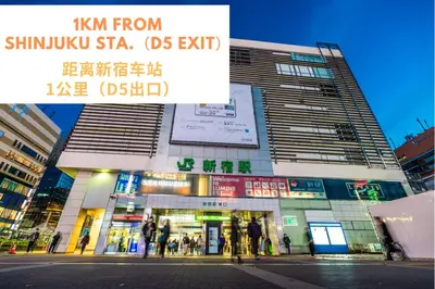 a building with people walking in front of it at COMMA HOUSE Shinjuku302 in Tokyo