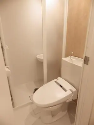 a white bathroom with a toilet and a sink at shinjuku yuki okubo 502-SJ0044 in Tokyo