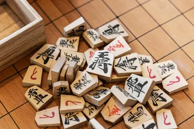 a pile of blocks with writing on them on a tile floor at Four Trees Stay Yotsugi Skytree View in Tokyo
