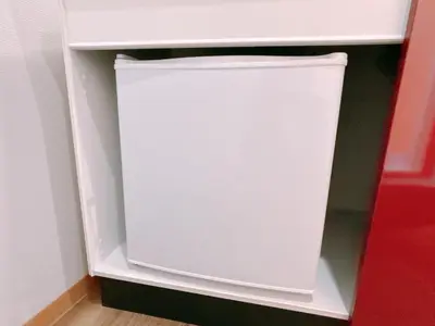 a white shelf in a corner of a closet at 406, Shinjuku City, JR Yamanote Line, 6 min walk to stn in Tokyo