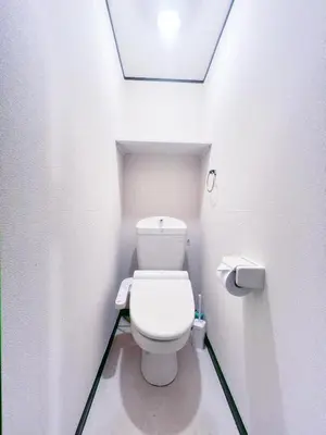 a small bathroom with a toilet with a skylight at Shinjuku Suginami in Tokyo
