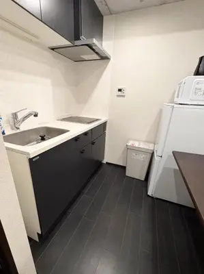 a small kitchen with a sink and a refrigerator at FL Residence Kagura Futei II in Tokyo
