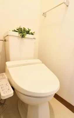 a white toilet with a plant on top of it at Cosmy-2 IC53 in Tokyo