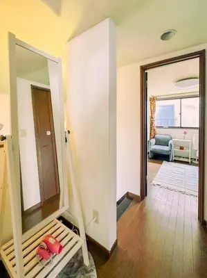 a room with a mirror and a room with a hallway at Shibuya area large Home 10m walking to Shibuya Stream Building in Tokyo